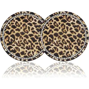Leopard Print Bling Rhinestone Anti Slip Coasters - 2.75" Insert Suitable for   - 2 count