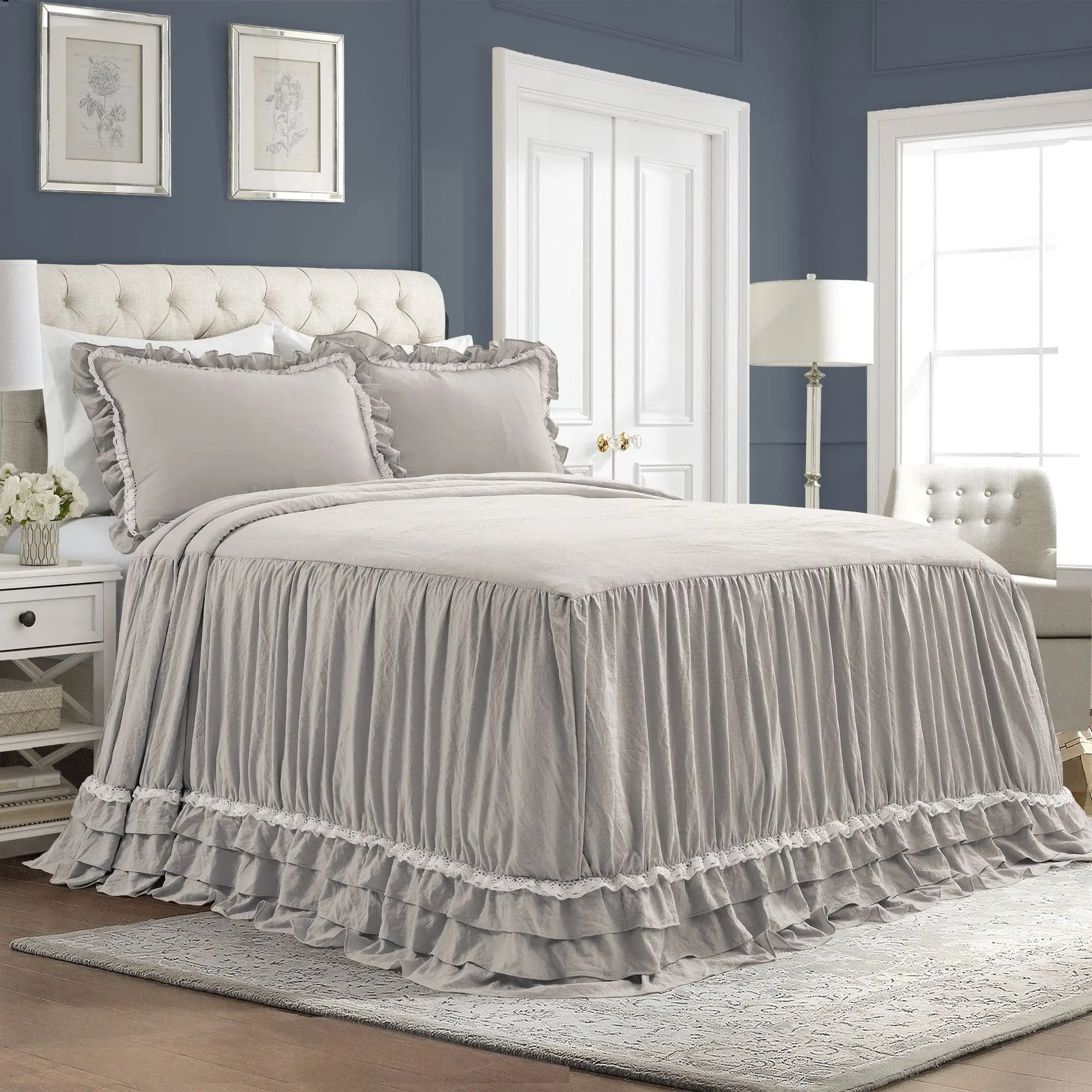 Lush Decor Ella Ruffle Lace 3-Piece Ruffle Bedding Set with Elegant Design Lush Decor Ella Ruffle Lace 3-Piece Ruffle Bedding Set with Elegant Design
