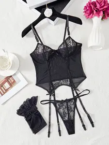 Valentine's Day special edition underwear lace corset and underwear set fashionable underwear set suitable for all body types elegant design, suitable for romantic nights. garterbelt wear her affordable sexy style gift thong unique Lingerie Basic Burgundy