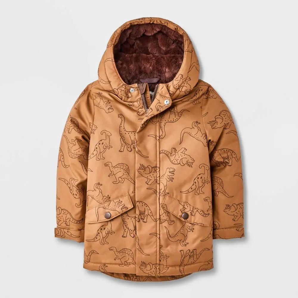 Toddler Boys' Dino Printed Hooded Parka Jacket - Cat & Jack