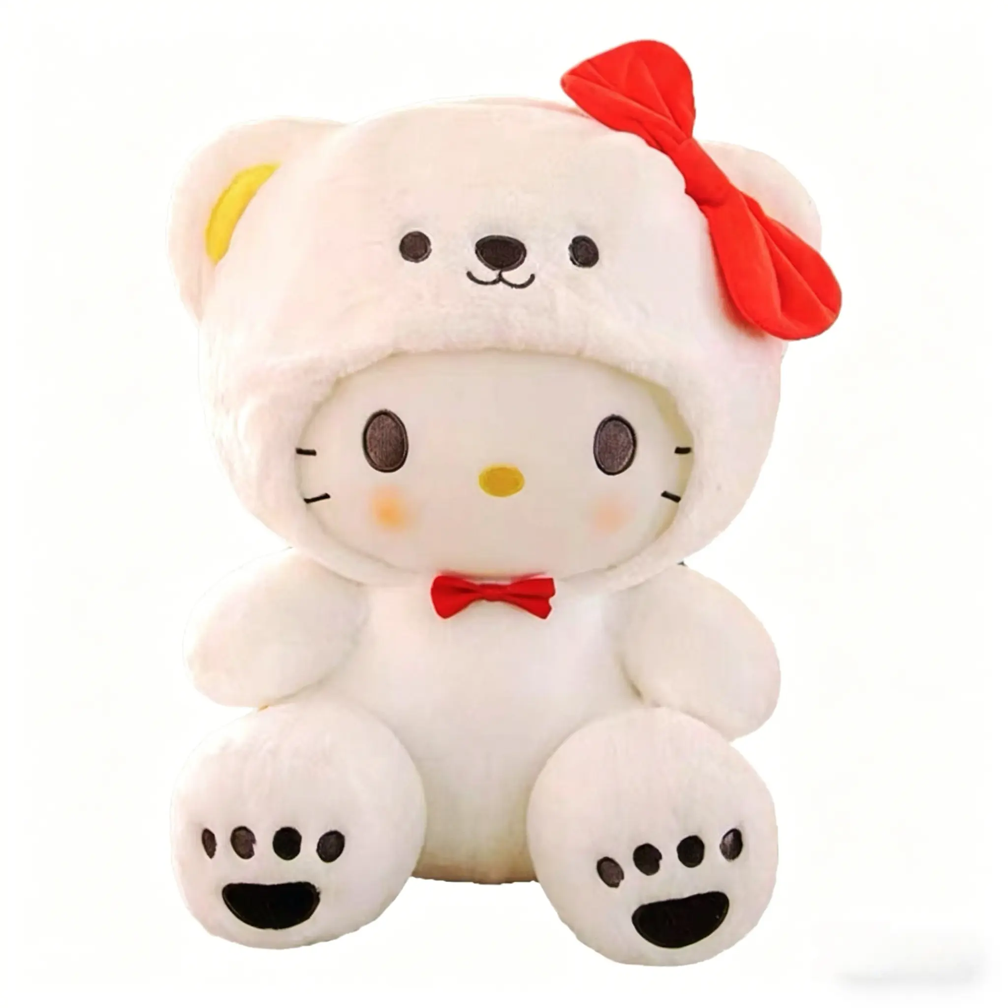 Sanrio Hello Kitty Teddy Bear Plush Toy, 2‑Size Assortment Soft Stuffed Animal Plushies for Kids Gift Decoration