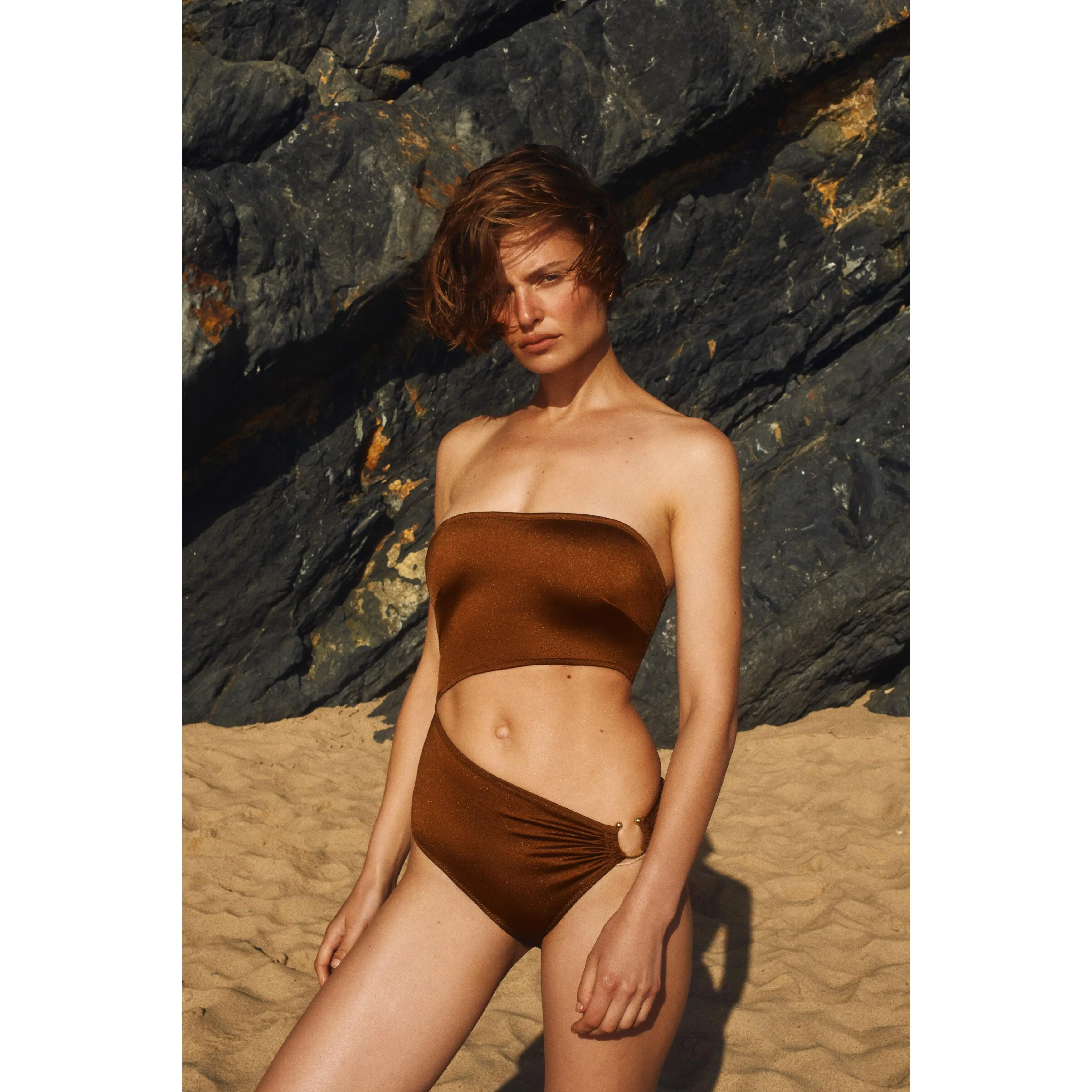 H&M Padded-cup cut-out bandeau swimsuit