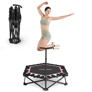 HXD-ERGO Mini Trampoline for Adults with Bar workout equipment Max Load 460lbs Easy to assemble home gym equipment with Adjustable Foam Handle