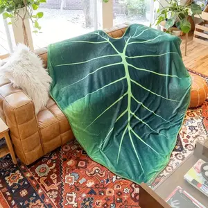 Leaf Pattern Flannel Blanket, Soft Comfortable Warm Cozy Throw Blanket, Cool Bedroom Accessories, Unique Home Decor, Decorative Blanket, Bedroom Accessories