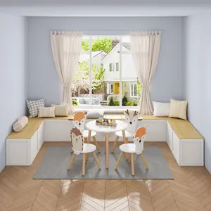 [Bellemave]Right-angle Light-colored Storage Bench with Extra-large Storage Compartment, Easy to Assemble