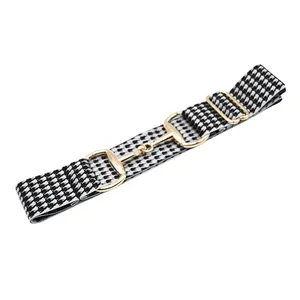 CELAEQ 1.5 inch, Equestrian Belt for Horseback Riding, Adjustable Elastic Belts for Girls, Belt for Riding Breeches (Houndstooth with Gold Buckle)