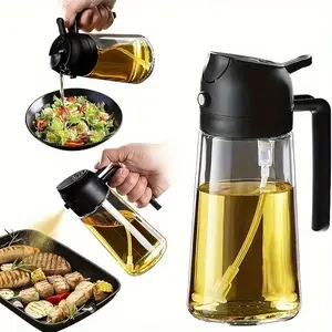 1Pc Kitchen Olive Oil Dispenser, 2-in-1 Oil Bottle and Cooking Sprayer, Automatic Flip, Cooking Oil Container, 16 oz