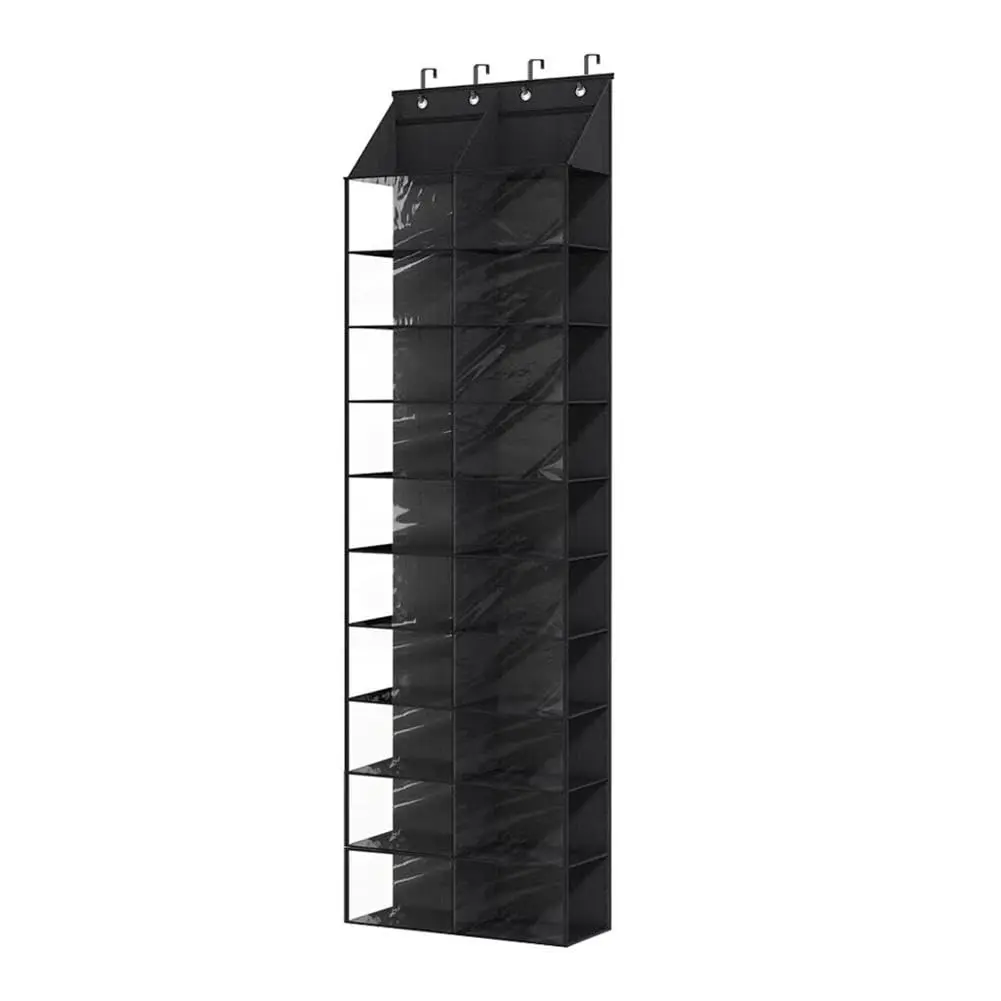 Hanging 10-Tier Over the Door Shoe Rack, Heavy Duty Space Saving Home Organizer with 20 Mesh Pockets, Durable Oxford Fabric, 4 Metal Hooks, Holds 20+ Shoe Pairs for Entryway, Bedroom