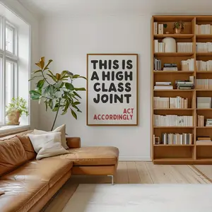 1pc "This is a High Class Joint" Quote Poster - Dopamine Decor, Funky Wall Art, Unframed Canvas Print for Living Room, Kitchen, Bedroom, Home Office - Retro Style, Indoor/Outdoor Use, Classroom Wall Decor |   Retro Style Decor |   Vibrant Print Quality