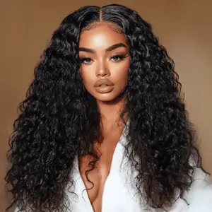 【NEW Universal Fit】Sunber No Slip Water Wave 7x5 HD Transparent Lace Front Wig Flawless Hold Glueless Human Hair Wigs 180% Density Put On and Go