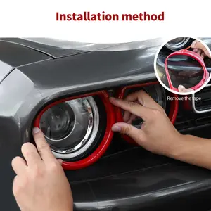 for Dodge Challenger 2015+ Front Headlight Lamp Cover Trim Bezels - High-Quality UV & Scratch-Resistant Polyurethane Gloss Coating - Easy DIY Installation with Double-Sided Adhesive - Auto Exterior Accessories & Car Decoration