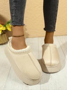 women's solid color fashionable slippers, casual comfortable home slippers, fluffy warm shoes for indoor & outdoor wear