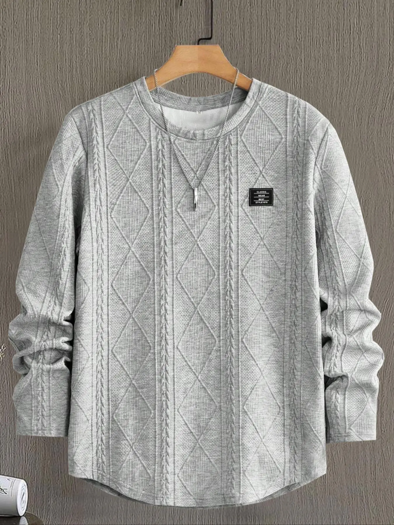 Men's Long Sleeve Casual Knit T-shirt, Soft Comfortable Fabric, Perfect for Daily Wear, Stylish Design, Ideal for Men, Menswear