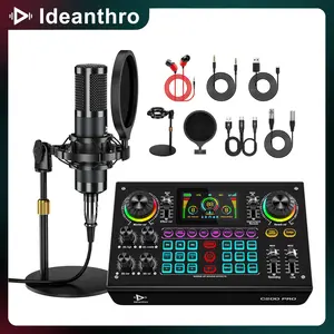 Ideanthro C200 PRO-P15 Sound Card Kit Dual-core DSP Audio Mixer with Dual Microphone & Headphone Connectivity Adjustable Tone Voice Changer for PCs & Mobile Devices