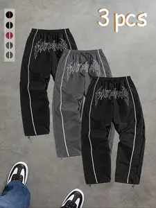 Men's Fashion Print Casual Sports Pants, Adjustable Waistband, Regular Fit, Suitable for Daily Wear, All Seasons, Athleisure Pants, Athleisure Style Pants, Athleisure Design, Casual Sport Trousers