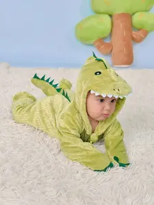 Autumn Winter Baby Onesie Set, Cartoon Dinosaur Hooded, Fitted Long Sleeve, Comfortable Fashion Design, Infant Gift Choice