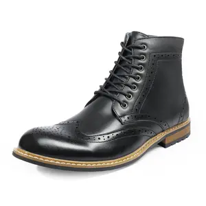 Bruno Marc [BERGEN-01] Men's Classic Wingtip Side Zipper Ankle Boots Footwear