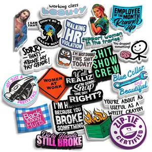 Ladies Blue Collar Hard Hat Sticker Pack Decor Decorative Waterproof