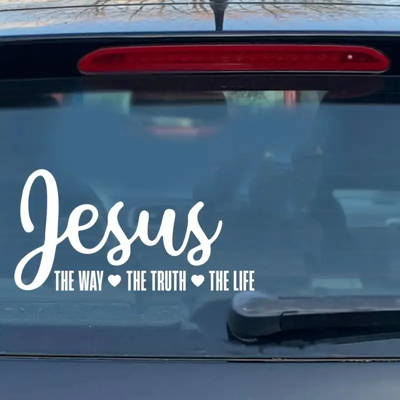 2pcs Jesus THE WAY ...Car sticker, Black & Silvery Letter Pattern Car Sticker, Creative Decorative Sticker for Window Decal, Universal Car Exterior Decorative Sticker for Car, Truck & SUV,SummerVibes Car Decoration
