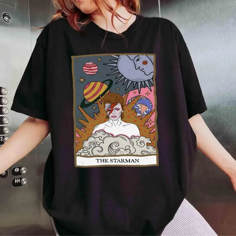The StarMan Tarot Card Shirt, David Bowie Shirt, Vintage Tarot Shirt, Tarot Lover Gift, Concert Shirt, Old School Band Tee, David Rock Band
