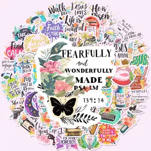 50 Bible Verse Inspirational Quotes Vinyl Stickers, Sticker Sheets, Durable Decorative Decals for Spiritual People and Bible Lovers, Perfect Gift Idea, Gift Option