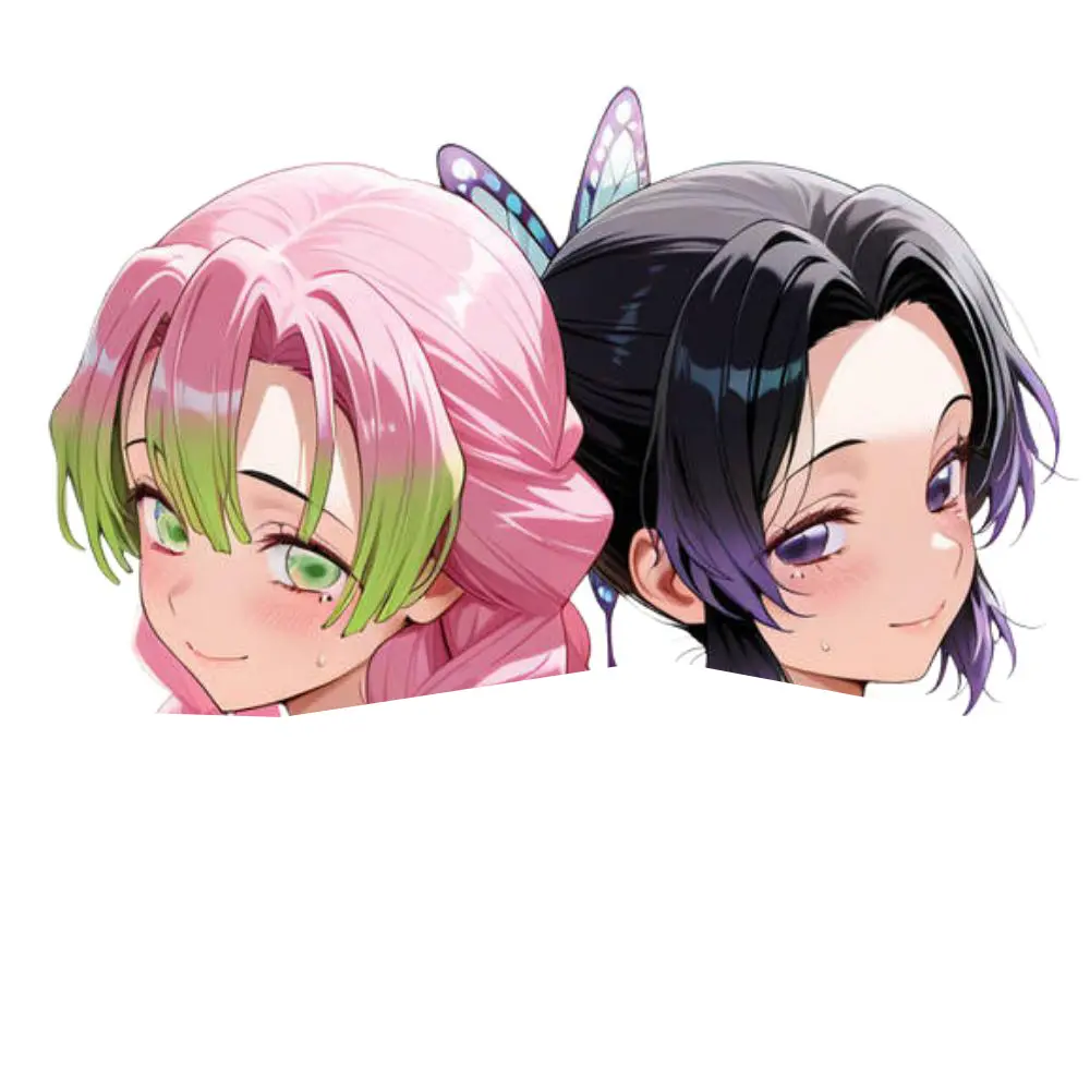 Colorful Anime Duo Vinyl Sticker, Elegant Fantasy Girl Character Art, Summer Inspired Design, Glossy Finish, Laptop Car Water Bottle Decor