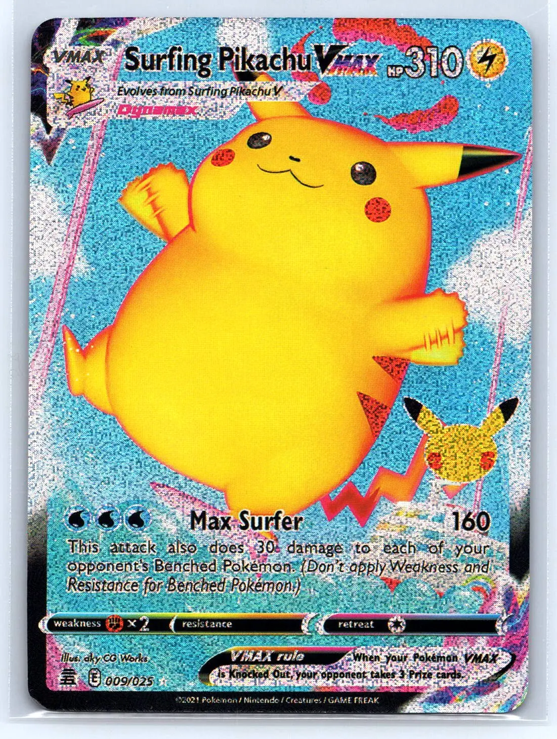 Pokemon FanArt Surfing Pikachu VMax Custom Card