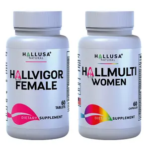 HALLUSA NATURAL Hallmulti Women & Hallvigor Female x 120 Cap Multivitamin Hormonal Balance Support Dietary Supplement for Women's Health - Healthcare