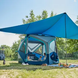 [Summervibes] Instant Pop Up Cabin Tent, Easy 60 Second Setup, Weather Resistant Camping Family Hub Tent with Rain Fly and Carry Bag for Outdoor Camping & Overlanding