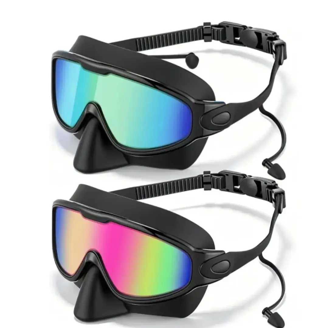 Swimming Goggles 2 Pack, Wide Vision Anti-Fog UV Protection, Leak-Proof Swimming Glasses for Adults, Men, Women, Kids, Outdoor Swimming Goggles, Pool Goggles, Leakproof Swimming Glasses