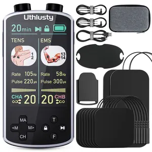 Uthlusty Low Frequency Therapy Device, Rotating Design, TENS EMS Muscle Stimulator for Pain Relief - 4 in 1 TENS, EMS, Relax & Custom Frequency+Pulse - 36 Modes, 20 Intensity Levels, Memory & Favorites, 3.8” Color Display