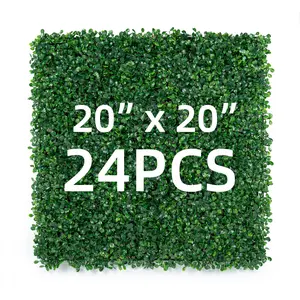 Kerilyn 12/24 Pieces 20"x 20" Artificial Boxwood Panel, Grass Wall Panel, Boxwood Hedge Wall Panels UV Protected Suitable for Artificial Green Wall Decor, Fence Garden Wedding Backyard Decor