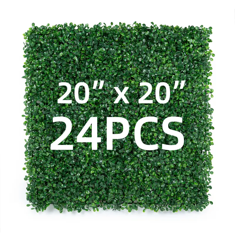 [Summer Vibes] Kerilyn 12/24 Pieces 20"x 20" Artificial Boxwood Panel, Grass Wall Panel, Boxwood Hedge Wall Panels UV Protected Suitable for Artificial Green Wall Decor, Fence Garden Wedding Backyard Decor