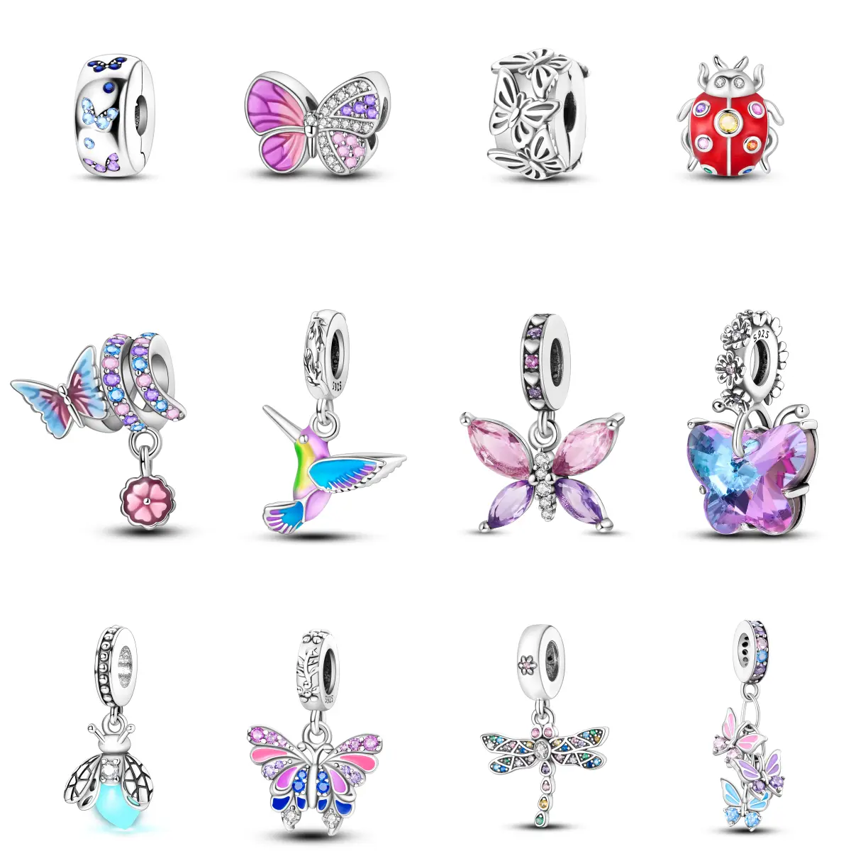 MULA Insects and Birds Collection 925 Silver-plated Beads and Pendants, Butterfly, Firefly Varieties for DIY Jewelry Creations - Great Jewelry Gifts for Women, Girls, Fits All Pandora Bracelets and Necklaces, Great Jewelry Gifts for Women, Girls, Animal P