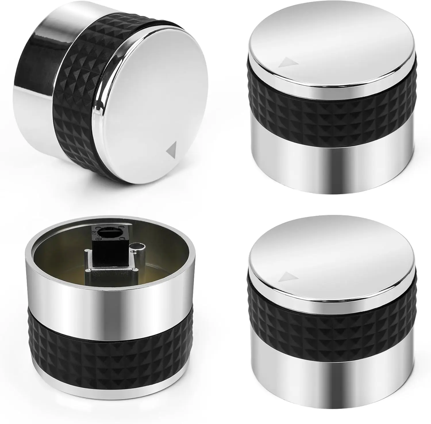 Only fire 4 count Gas Grill Control Knobs, Chrome Plated Plastic Burner Knobs Replacement with D Shaped Valve Stem Fit for BBQ Gas Grills