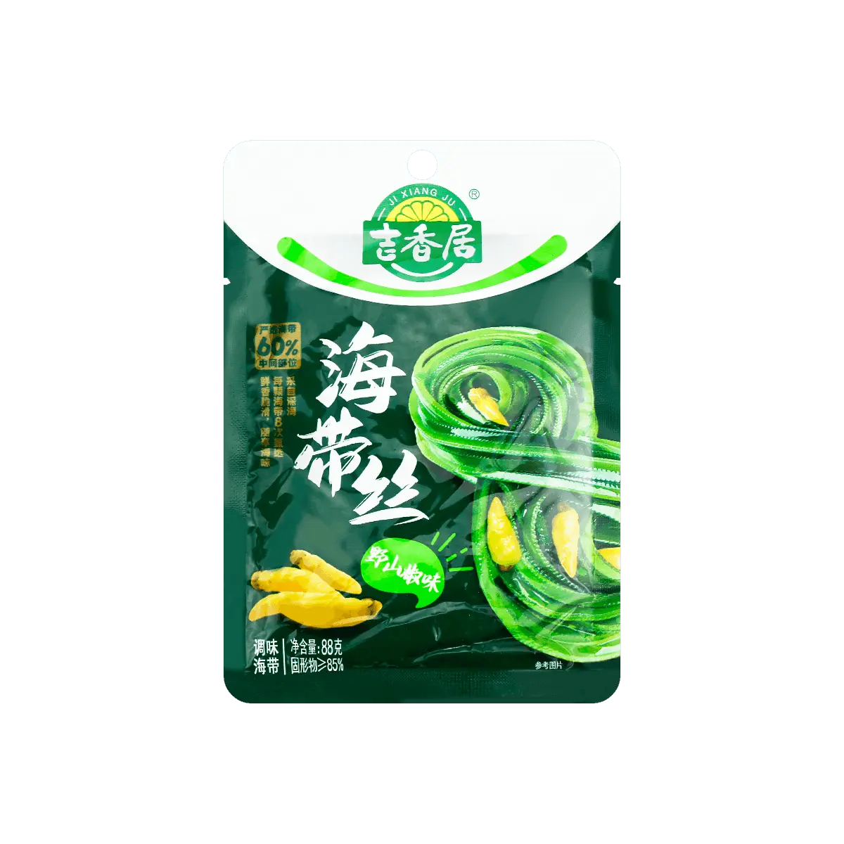 JI XIANG JU Instant Kelp Shreds - Spicy Wild Pepper Flavor, 88g Sichuan Specialty