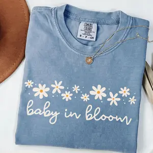 Baby in Bloom Pregnancy Announcement T-Shirt, Comfort Colors Pregnancy Reveal Tee, Baby Shower Gift, Floral Spring Summer Maternity TShirt