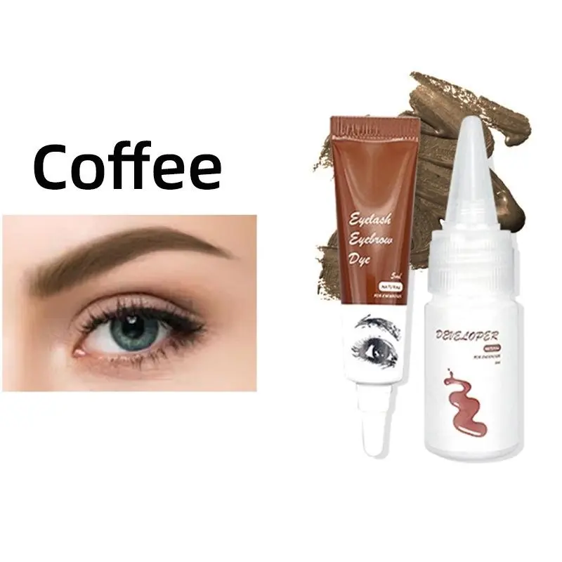 FLORA RUBY Solid Tinted Eyebrow & Eyelash Tint Kit, Gentle Korean Salon-Grade Cosmetic Set for Adults, Daily 7-Day Long-Lasting Waterproof, Brightening Glow Cream for Skin-Hair Care, Fluffy Brows Glossy Natural Finish, Eyes & Brows, Brow Dye