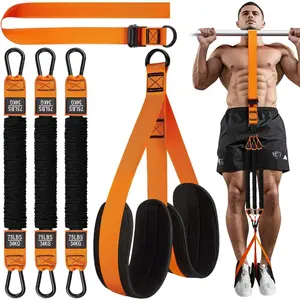 2PCS Pull Up Assist Bands, Heavy Duty Fabric Resistance Strap with Adjustable Size, Foot Knee Support for Strength Training