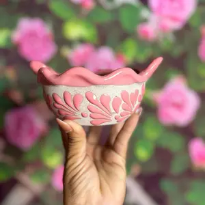 Relieve cazuelita salsera  chica color rosa chica