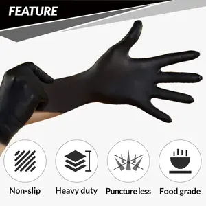 JE Nitrile Gloves Large - Disposable Heavy Duty Rubber Gloves, Raised Diamond Texture Mechanic Gloves, Latex Free Industrial Work Gloves for Garage & Tools, 100 Count Cleaning Hand Household Kitchen Water Proof use reusable pet hair remover