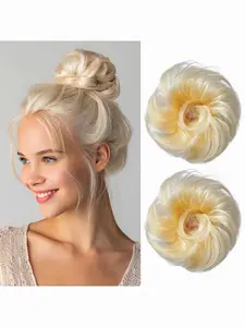 【Upgrade】Human Hair Messy Bun PieceWavy Curly Scrunchies, Chignon Ponytail Hair Extensions Thick Updo, Makeup Styling Tools, Flower Bud Hairstyle, Essential Accessories for Daily Use, Perfect for Various Occasions，#60 Platinum Blonde