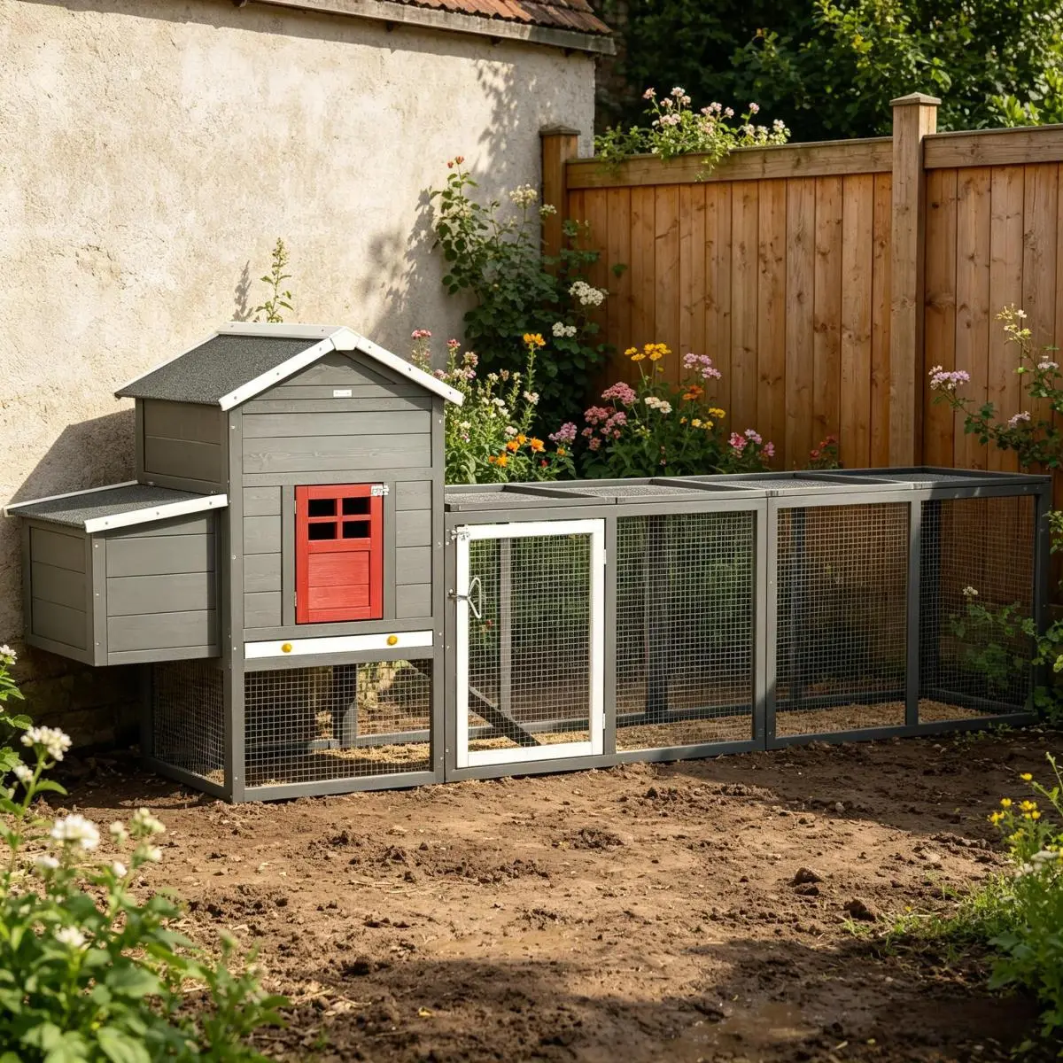 [Bellemave] 118" Extra Large Chicken Coop with Asphalt Roof, Wooden Hen Run with Slide-Out Tray and Nesting Box, Chicken Hutch