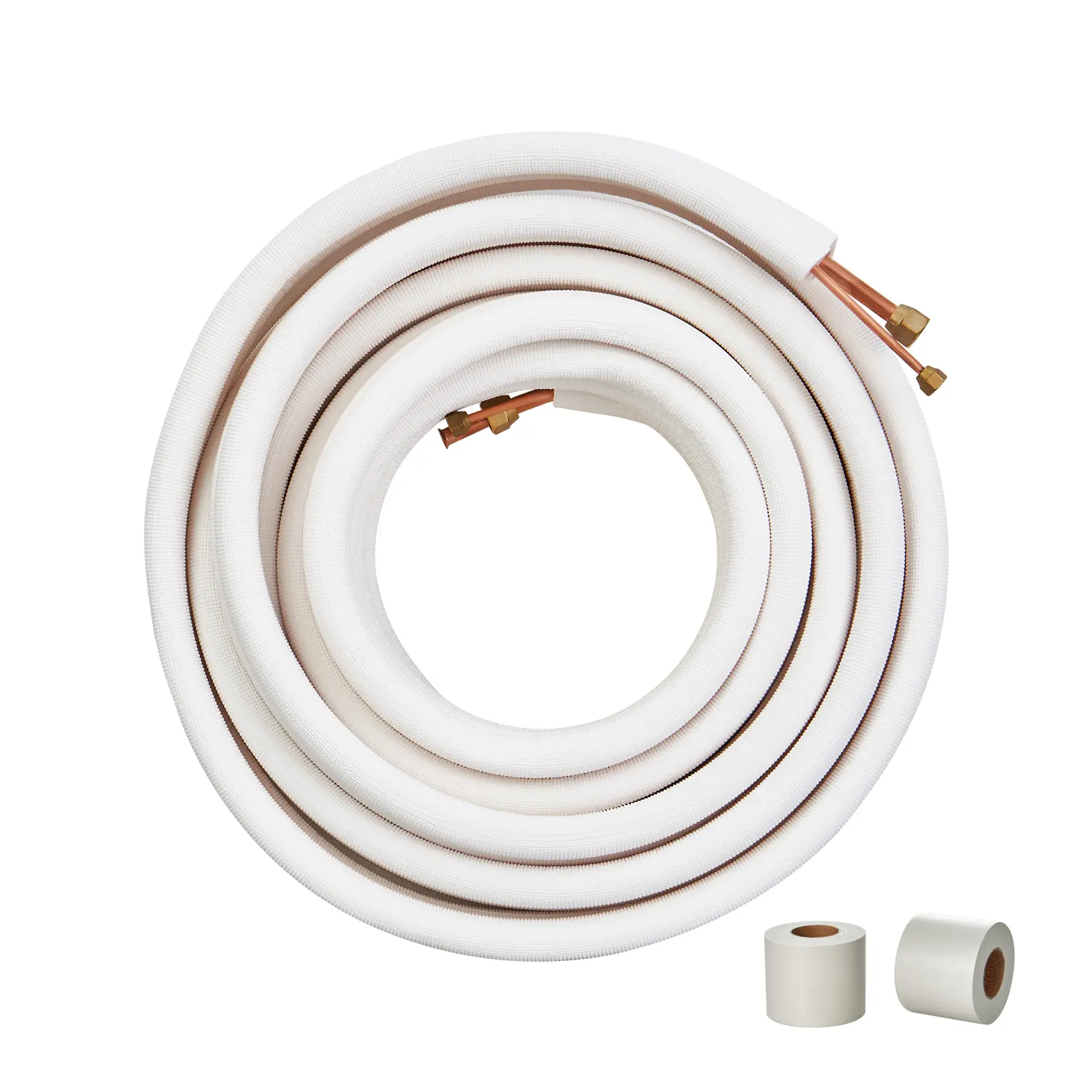 【Summerfinds】VEVOR 50FT Mini Split Line Set Aircon Hose - 1/4” High-Pressure, 1/2 inch Low-Pressure Thick Pure Copper Dual Pipe, Triple Layer Insulation Cotton, Tie Wraps for AC Refrigerant/HVAC Heating Pumps, 4-Step Quick Installation