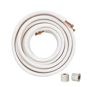 VEVOR 50FT Mini Split Line Set, Summervibes,Summervibes, 1/4" & 1/2" O.D Copper Pipes Tubing and Triple-Layer Insulation, for Mini Split Air Conditioning Refrigerant or Heating Pump Equipment & HVAC with Wrapping Strips.