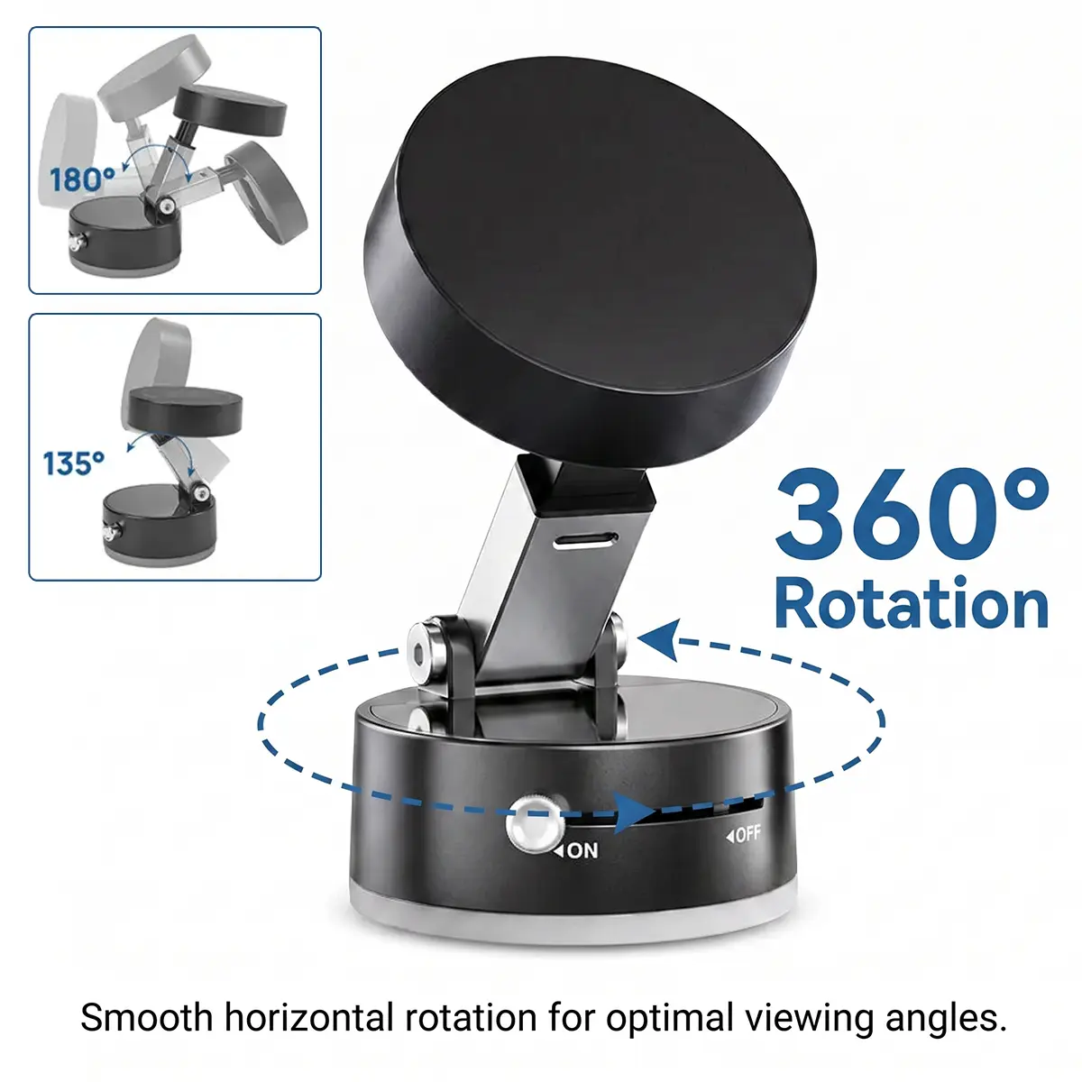 2026 Upgrade Vacuum Magnetic Phone Holder, Strong Suction Cup Phone Mount with Powerful Magnets, 360° Adjustable Foldable Phone Stand for Car Mirror Shower Wall Smooth Surface, Hands Free Smartphone Holder