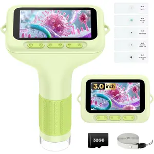 3.0" Screen Digital Microscope for Kids: 1000X Rechargeable Mini Pocket Portable Miniscope Magnifying Glass 4K Coin Jewelry Loupe Edu Science STEM Toy Xmas Gift 4-12 Boys Girls