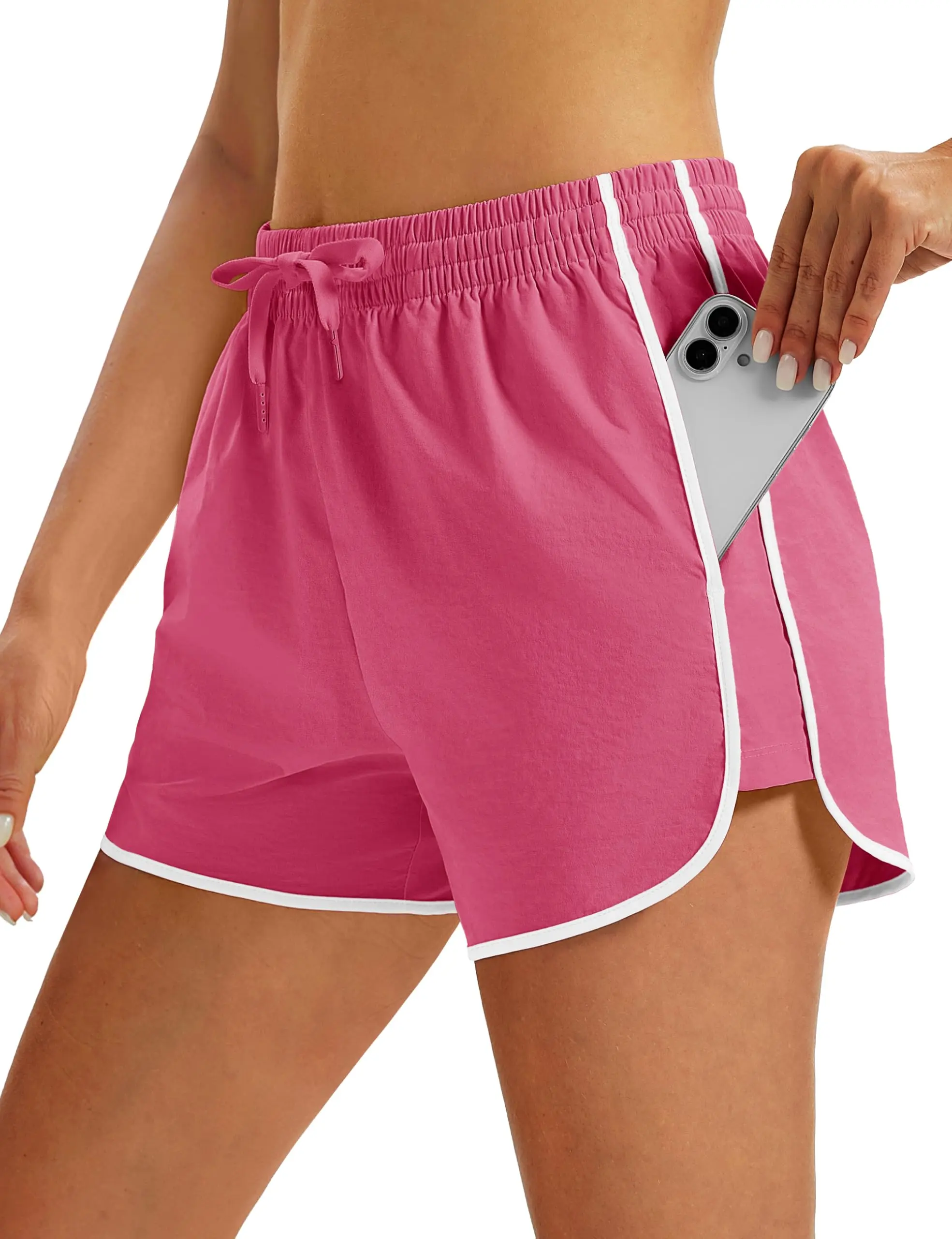 Cotrasen Women's Running Athletic Shorts with Pockets 3.5" Quick Dry Lightweight Workout Gym Shorts Sport Casual