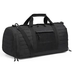 【fathersdaygift】VEVOR Tactical Duffle Bag, 45L Gym Bag Duffle with Molle Design and Shoe Compartment, Military Travel Bag for Men and Women, Tactical Gear Bag for Overnight, Sports, Fitness, Clothing, Travel, Black