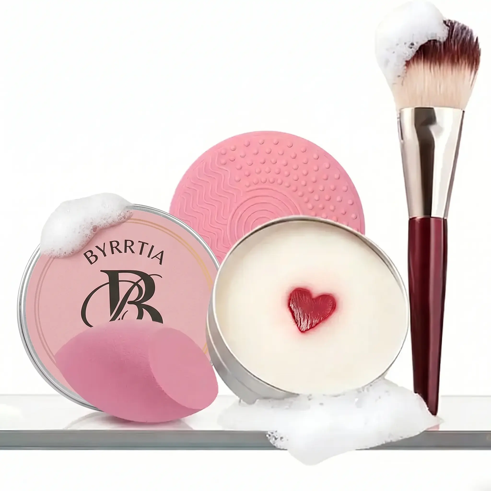 Byrrtia Makeup Brush Cleaner Shampoo Soap Solid Brush Cleaning Mat Removes Cosmetic Color Brush Cleaner Pad for Cleaning Makeup Sponges Brushes